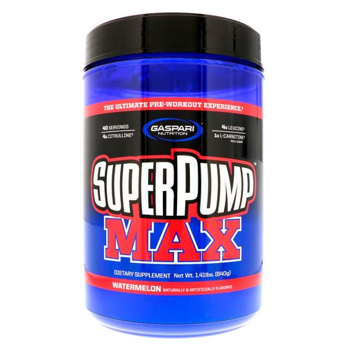 Gaspari Nutrition, SuperPump Max, The Ultimate Pre-Workout Supplement Experience, Watermelon, 1.41 lbs (640 g) فوائد