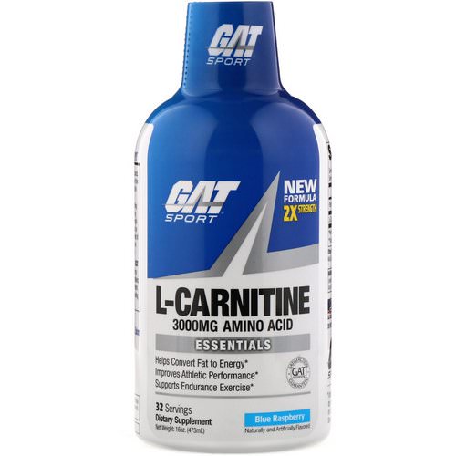 GAT, Liquid L-Carnitine, Blue Raspberry, 3000 mg, 16 oz (473 ml) فوائد