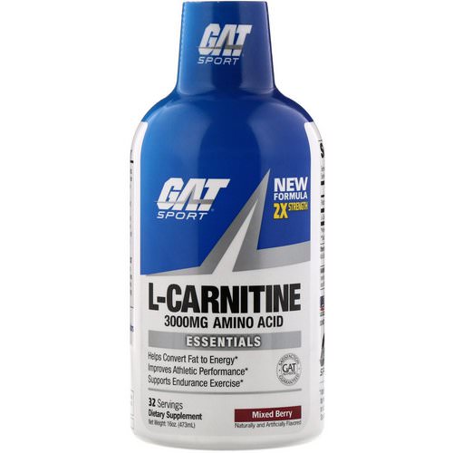 GAT, Liquid L-Carnitine, Mixed Berry, 3000 mg, 16 oz (473 ml) فوائد