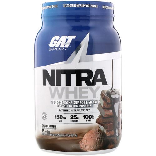 GAT, Nitra Whey, Testosterone Support Shake, Chocolate Ice Cream, 2.17 lb (984.3 g) فوائد