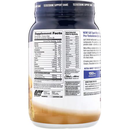 GAT, Nitra Whey, Testosterone Support Shake, Peanut Butter Cookie, 2.18 lb (988.8 g):بر,تين مصل اللبن, التغذية الرياضية