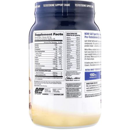 GAT, Nitra Whey, Testosterone Support Shake, Vanilla Ice Cream, 1.91 lb (866.4 g):بر,تين مصل اللبن, التغذية الرياضية