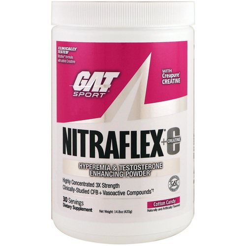GAT, Nitraflex+C, Cotton Candy, 14.8 oz (420 g) فوائد