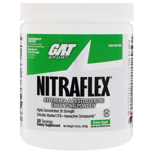 GAT, Nitraflex, Green Apple, 10.6 oz (300 g) فوائد