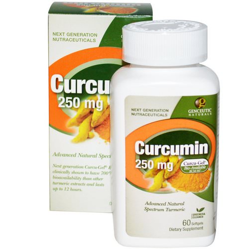 Genceutic Naturals, Curcumin, 250 mg, 60 Softgels فوائد