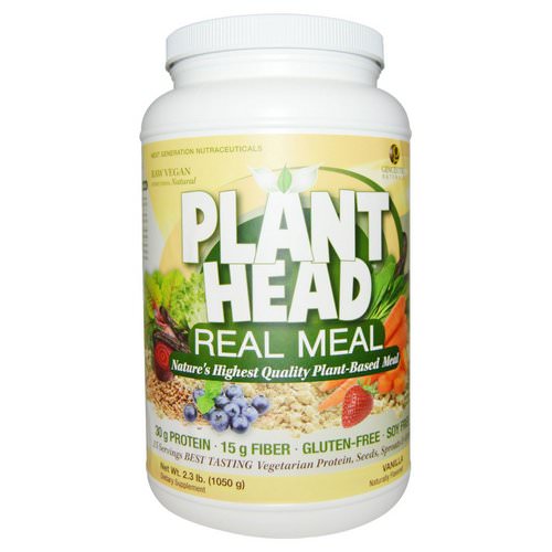 Genceutic Naturals, Plant Head, Real Meal, Vanilla, 2.3 lb (1050 g) فوائد