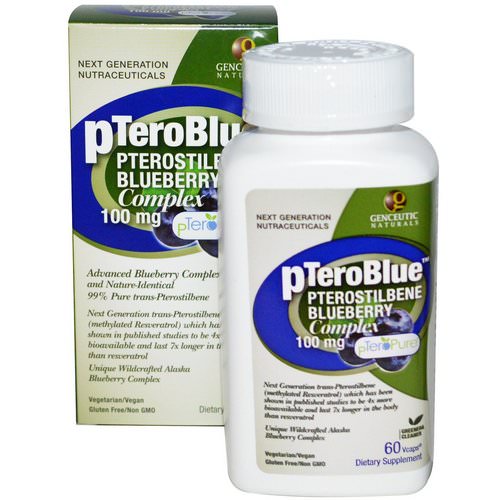 Genceutic Naturals, pTeroBlue, Pterostilbene Blueberry Complex, 100 mg, 60 V-Caps فوائد