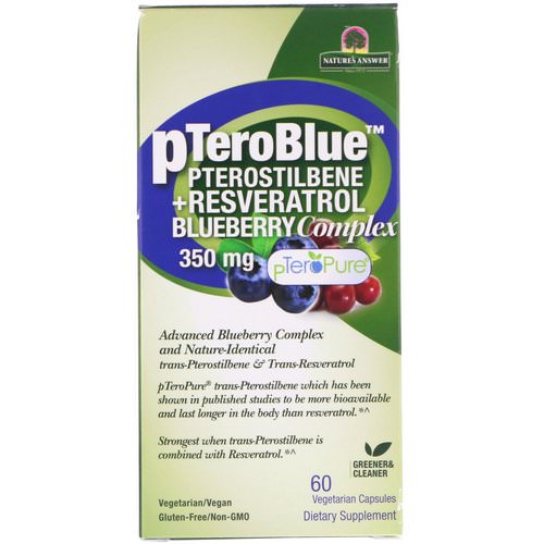 Genceutic Naturals, pTeroBlue, Pterostilbene + Resveratrol, 350 mg, 60 Vegetarian Capsules فوائد