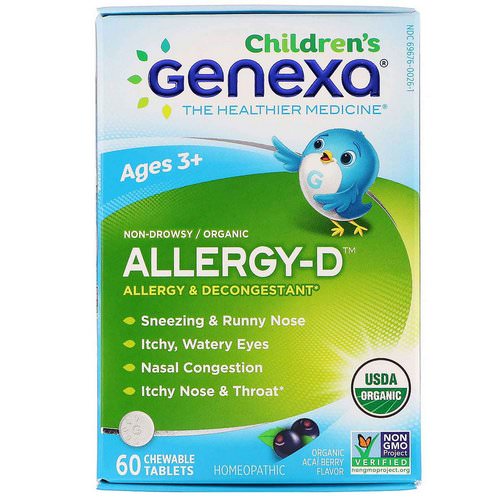 Genexa, Allergy-D, Allergy & Decongestant, Organic Acai Berry Flavor, 60 Chewable Tablets فوائد