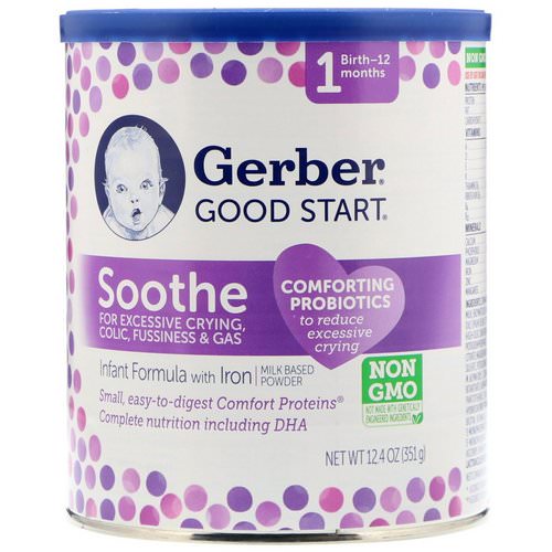 Gerber, Good Start, Soothe, Infant Formula With Iron, Stage 1, Birth-12 Months, 12.4 oz (351 g) فوائد