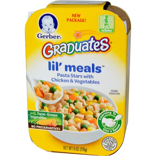 Gerber, Graduates for Toddlers, Lil' Meals, Pasta Stars with Chicken & Vegetables, 6 oz (170 g) فوائد
