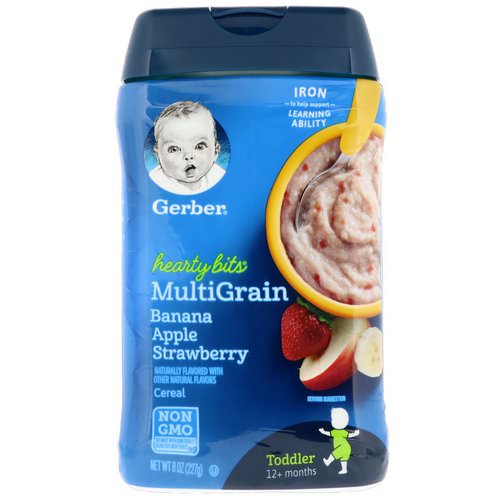Gerber, Hearty Bits, MultiGrain Cereal, Toddler, 12+ Months, Banana, Apple, Strawberry, 8 oz (227 g) فوائد