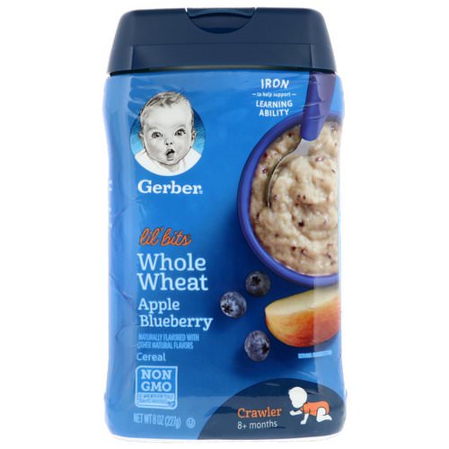 Gerber, Lil' Bits, Whole Wheat Cereal, Crawler, 8+ Months, Apple Blueberry, 8 oz (227 g) فوائد