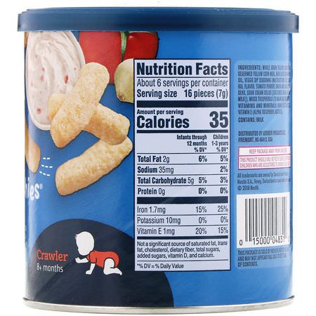Gerber, Lil' Crunchies, Crawler, 8+ Months, Veggie Dip, 1.48 oz (42 g):طعام الأصابع ,الحانات