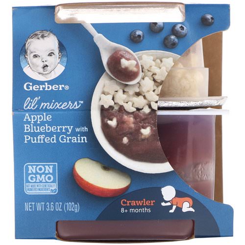 Gerber, Lil' Mixers, 8+ Months, Apple Blueberry With Puffed Grain, 3.6 oz (102 g) فوائد