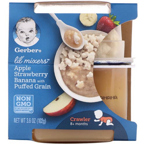Gerber, Lil Mixers, 8+ months, Apple Strawberry Banana With Puffed Grain, 3.6 oz (102 g) فوائد