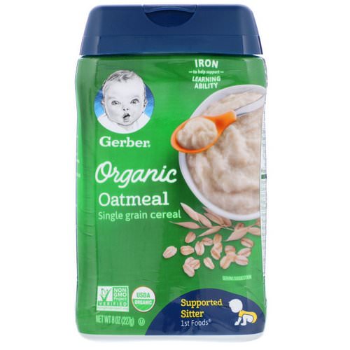 Gerber, 1st Foods, Organic Oatmeal, Single Grain Cereal, 8 oz (227 g) فوائد