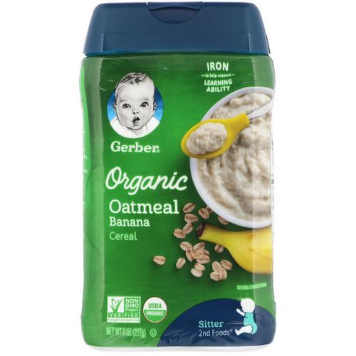 Gerber, Organic Oatmeal Cereal, Sitter, Banana, 8 oz (227 g) فوائد