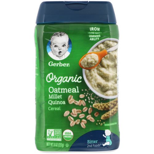 Gerber, Organic Oatmeal Cereal, Sitter, Millet Quinoa, 8 oz (227 g) فوائد