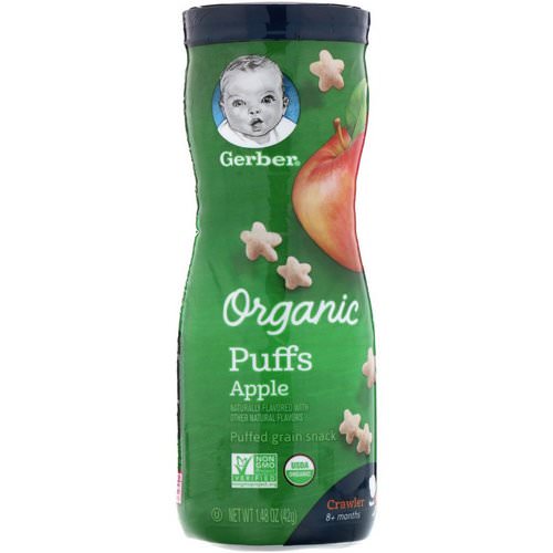 Gerber, Organic Puffs, Apple, 1.48 oz (42 g) فوائد