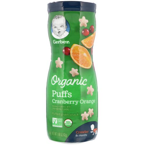 Gerber, Organic Puffs, Cranberry Orange, 1.48 oz (42 g) فوائد