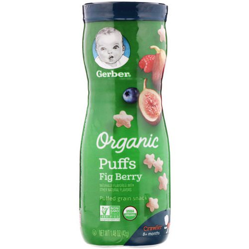 Gerber, Organic Puffs, Fig Berry, 1.48 oz (42 g) فوائد