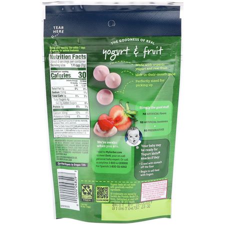 Gerber, Organic Yogurt Melts, Red Berries, 8 + Months, 1.0 oz (28 g):وجبات خفيفة, Bars