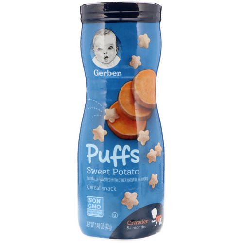 Gerber, Puffs Cereal Snack, Crawler, 8+ Months, Sweet Potato, 1.48 oz (42 g) فوائد