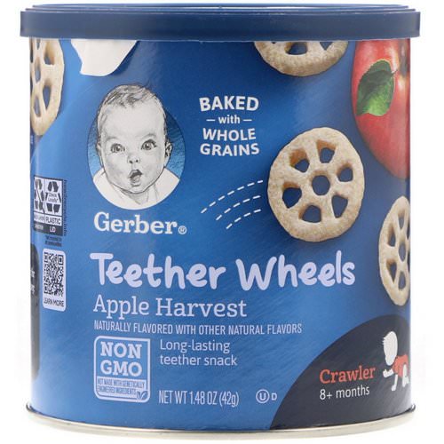 Gerber, Teether Wheels, Crawler, 8+Months, Apple Harvest, 1.48 oz (42 g) فوائد
