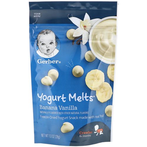 Gerber, Yogurt Melts, Banana Vanilla, Crawler 8+ months, 1 oz (28 g) فوائد