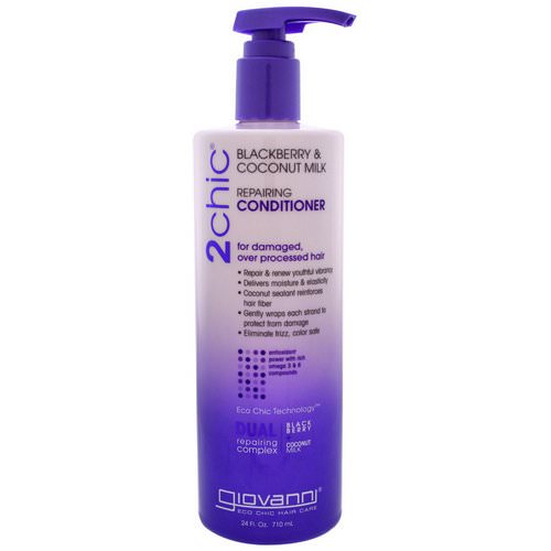 Giovanni, 2chic, Repairing Conditioner, for Damaged Over Processed Hair, Blackberry & Coconut Milk, 24 fl oz (710 ml) فوائد