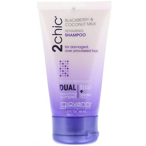 Giovanni, 2chic, Repairing Shampoo, for Damaged, Over Processed Hair, Blackberry & Coconut Milk, 1.5 fl oz (44 ml) فوائد