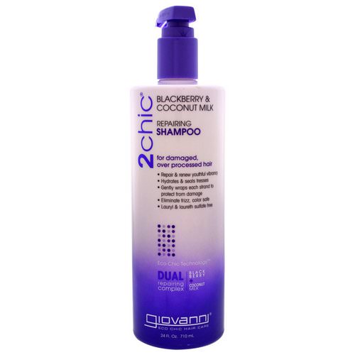 Giovanni, 2chic, Repairing Shampoo, for Damaged, Over Processed Hair, Blackberry & Coconut Milk, 24 fl oz (710 ml) فوائد