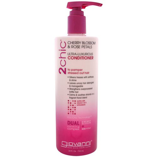Giovanni, 2chic, Ultra-Luxurious Conditioner, to Pamper Stressed Out Hair, Cherry Blossom & Rose Petals, 24 fl oz (710 ml) فوائد