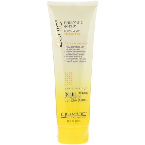 Giovanni, 2chic, Ultra-Revive Shampoo, for Dry, Unruly Hair, Pineapple & Ginger, 8.5 fl oz (250 ml) فوائد