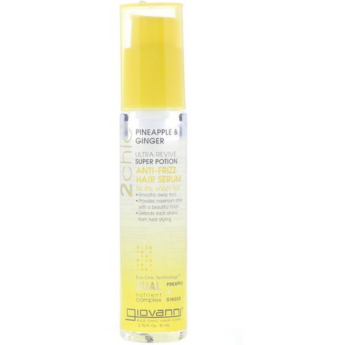 Giovanni, 2chic, Ultra-Revive Super Potion Anti-Frizz Hair Serum, Pineapple & Ginger, 2.75 fl oz (81 ml) فوائد