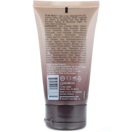 Giovanni, 2chic, Ultra-Sleek Shampoo, for All Hair Types, Brazilian Keratin & Argan Oil, 1.5 fl oz (44 ml):شامب, عناية بالشعر