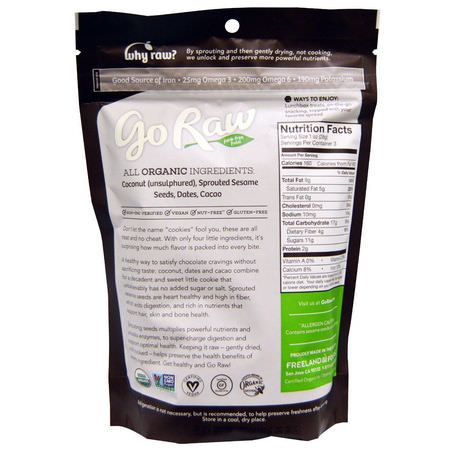 Go Raw, Organic, Choco Crunch Sprouted Cookies, 3 oz (85 g):ملفات تعريف الارتباط ,ال,جبات الخفيفة
