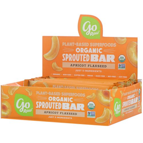 Go Raw, Organic Sprouted Bar, Apricot Flaxseed, 10 Bars, 0.4 oz (11 g) Each فوائد