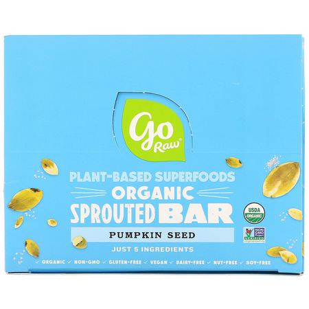 Go Raw, Organic Sprouted Bar, Pumpkin Seed, 10 Bars, 0.5 oz (13 g) Each:أشرطة ال,جبات الخفيفة