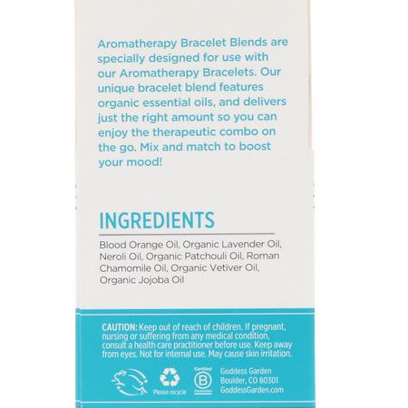 Goddess Garden, Organics, Grounding, Aromatherapy Bracelet Blend, 0.125 fl oz (3.7 ml):الخلاطات, الزي,ت العطرية