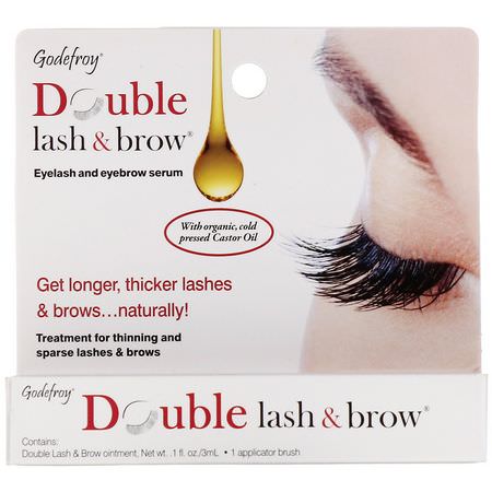 Godefroy, Double Lash & Brow, Eyelash and Eyebrow Serum, 0.1 fl oz (3 ml):Gels, Brow Pencils