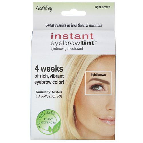 Godefroy, Instant Eyebrow Tint, Light Brown, 3 Application Kit فوائد