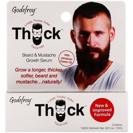 Godefroy, Thick, Beard & Mustache Growth Serum, 0.5 fl oz (15 ml):Beard Care, Shaving