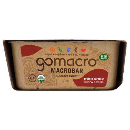 GoMacro, Macrobar, Protein Paradise, Cashew Caramel, 12 Bars, 2.1 oz (60 g) Each: