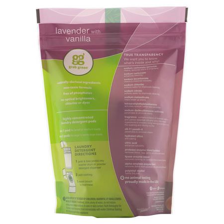 Grab Green, 3 in 1 Laundry Detergent Pods, Lavender, 24 Loads, 15.2 oz (432 g):المنظفات, الغسيل
