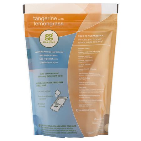 Grab Green, Automatic Dishwashing Detergent Pods, Tangerine with Lemongrass, 24 Loads, 15.2 oz (432 g):منظفات الأ,اني, طبق