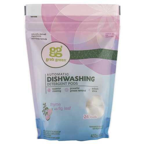 Grab Green, Automatic Dishwashing Detergent Pods, Thyme with Fig Leaf, 24 Loads, 15.2 oz (432 g) فوائد