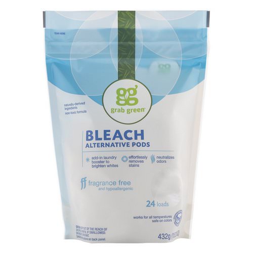 Grab Green, Bleach Alternative Pods, Fragrance Free, 24 Loads, 15.2 oz (432 g) فوائد