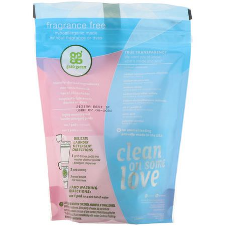 Grab Green, Delicate Laundry Detergent Pods, Fragrance Free, 24 Loads, 8.4 oz (240 g):المنظفات, الغسيل